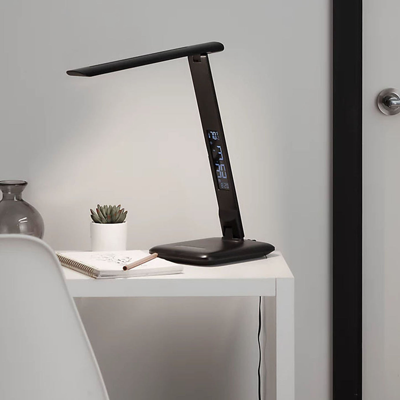 Table Lamp Desk Integrated LED Black Matt Dimmable Adjustable Height Modern - Image 1