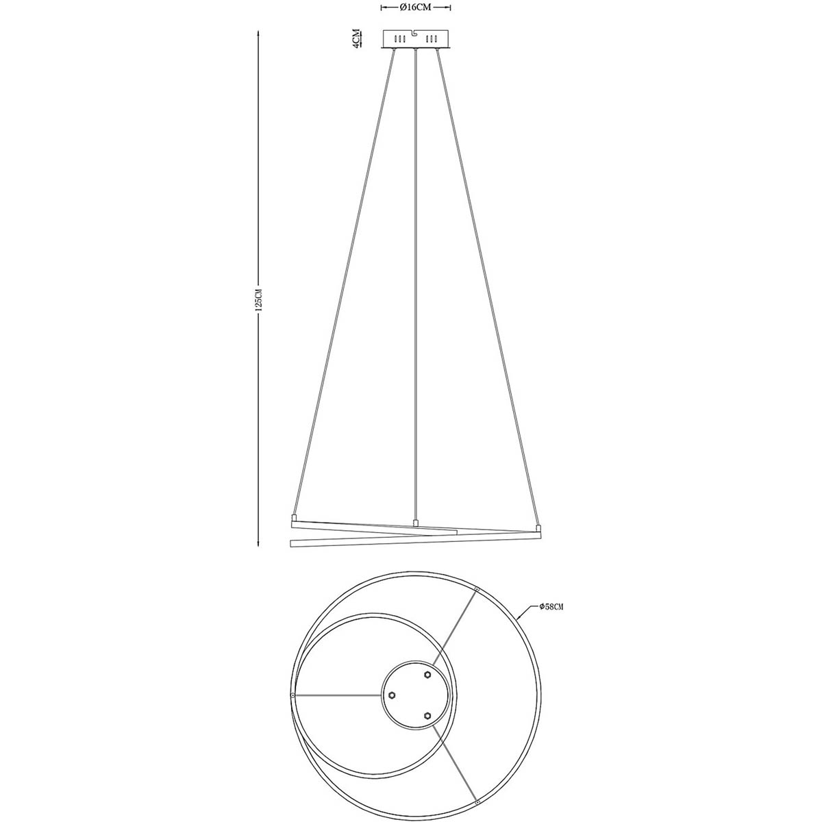 Pendant Ceiling Light Chrome Effect Dimmable Warm White Adjustable (Dia)580mm - Image 2