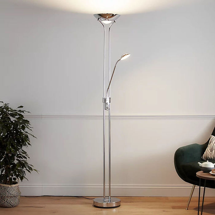 Floor Lamp 2 Light Tall Warm White Dimmable Modern Metal Uplighter Indoor 1.8m - Image 2