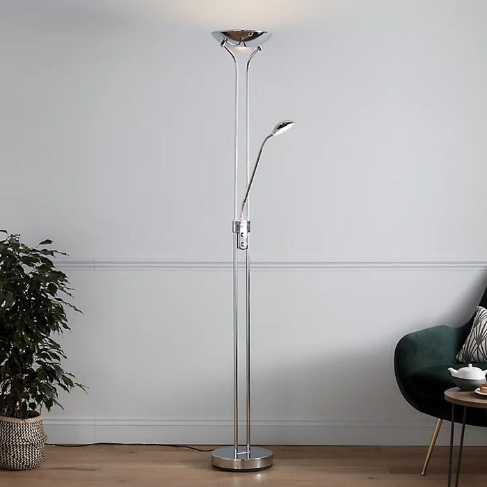 Floor Lamp Led Chrome Mother And Child Warm White 1200lm Metal Dimmable (H)1.8m - Image 4
