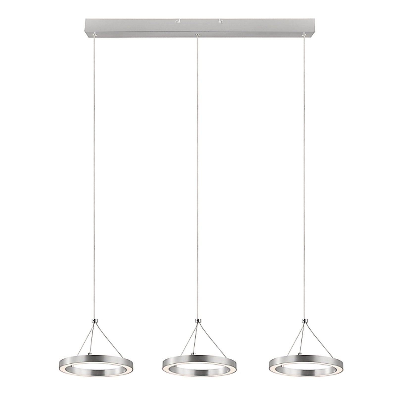 LED Pendant Ceiling Light 3 Way Chrome Effect Modern Dimmable Adjustable Height - Image 1