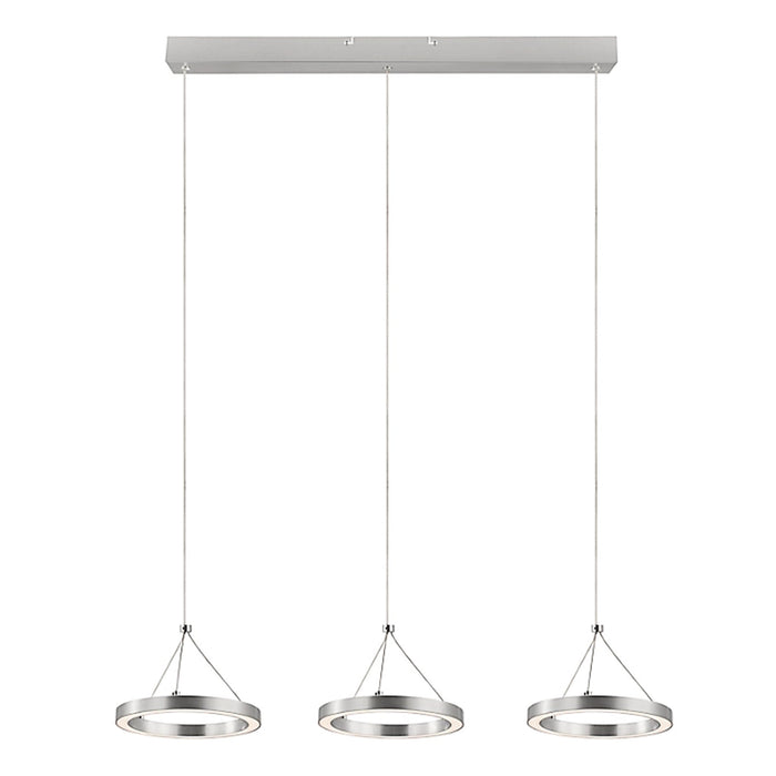 LED Pendant Ceiling Light 3 Way Chrome Effect Modern Dimmable Adjustable Height - Image 1
