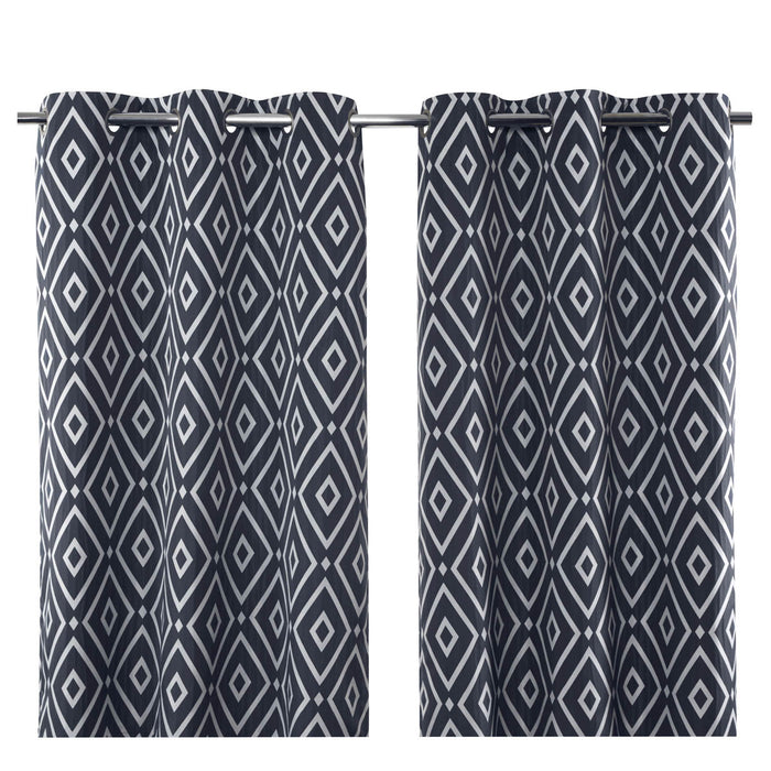 Awea Blue Bold geo Lined Eyelet Curtain (W)167cm (L)183cm, Pair - Image 1