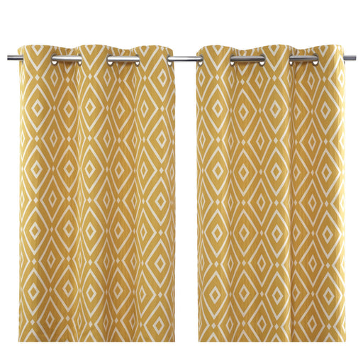 Awea Bright gold Bold geo Lined Eyelet Curtain (W)167cm (L)228cm, Pair - Image 1