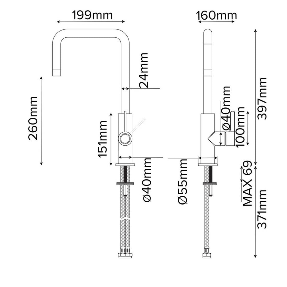 Kitchen Tap Mixer Chrome Side Single Lever Swivel Spout Contemporary Faucet - Image 4