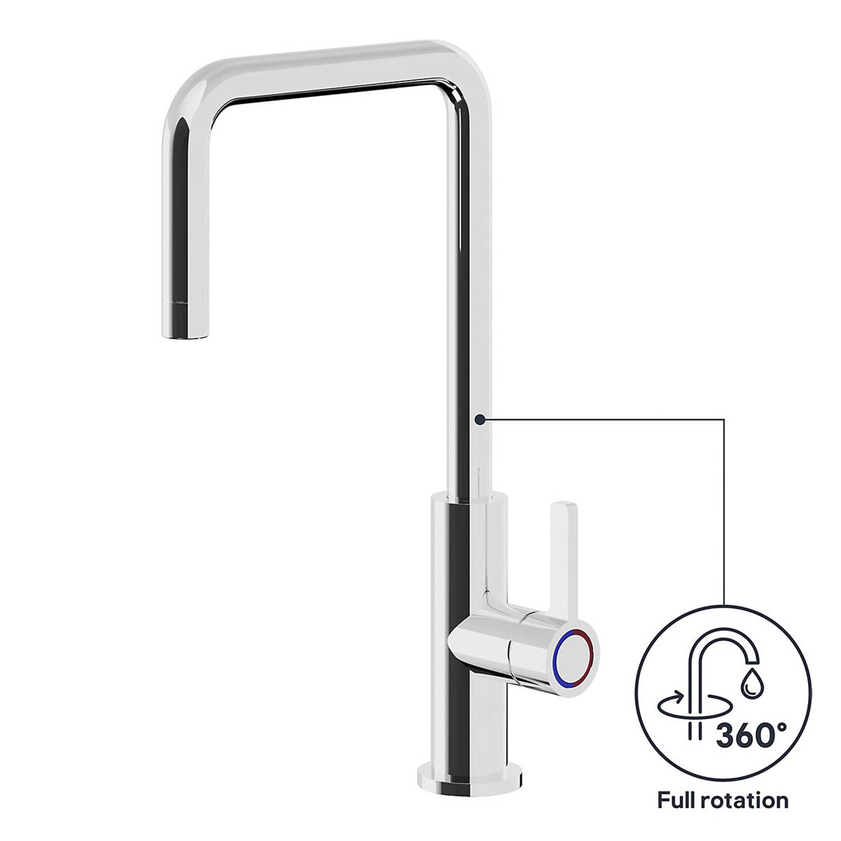 Kitchen Tap Mixer Chrome Side Single Lever Swivel Spout Contemporary Faucet - Image 8