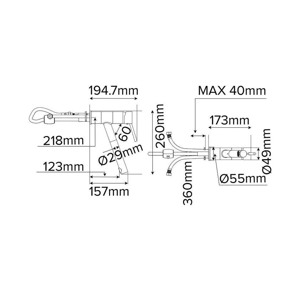 Kitchen Pull-Out Mixer Tap Brass Stainless Steel Effect Single Lever Modern - Image 2