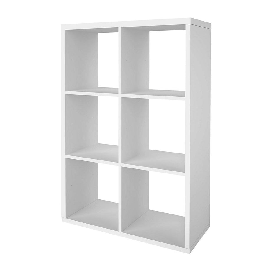 Cube Storage Unit Bookcase Shelving White Rectangular 6 Shelf Home Furniture - Image 1