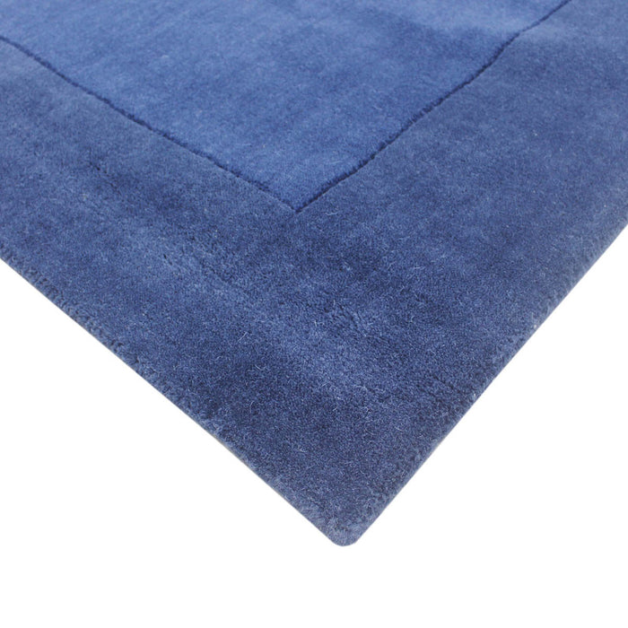 Medium Rug Navy Blue Hand Woven Wool Indoor For Wooden Floor (L)170 x (W)120cm - Image 4