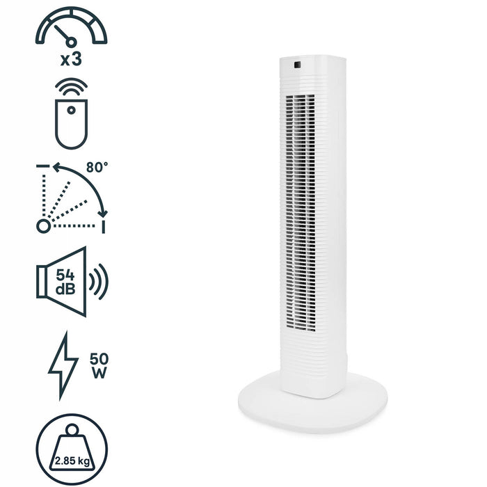 Princess Smart Tower Fan White Air Cooler 3 Speed Oscillating Remote WiFi 50W - Image 2