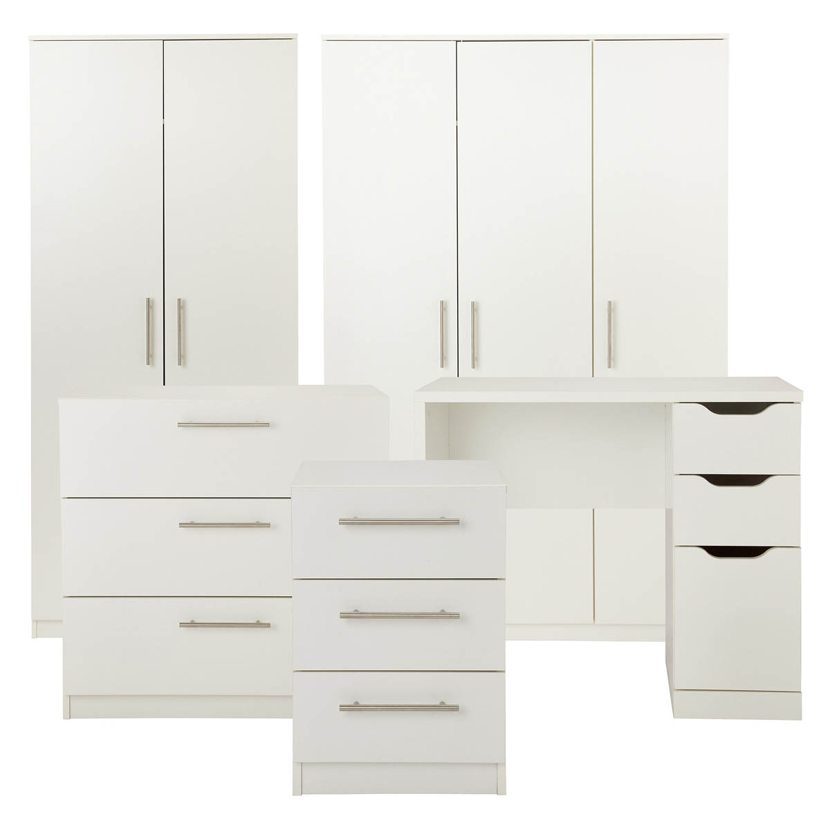 Chest Of Drawers 3 Drawer Matt White Classic Compact (H)795mm (W)800mm (D)401mm - Image 2