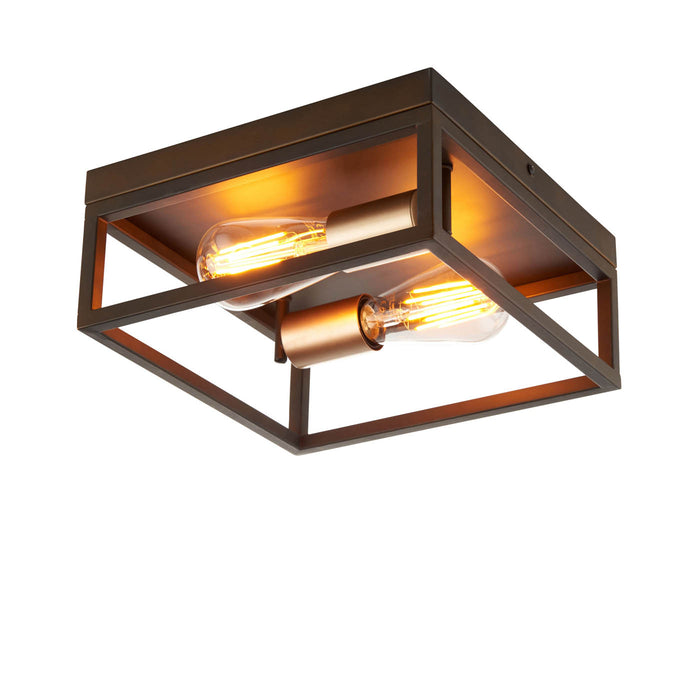 Ceiling Light 2 Lamp Matt Steel Bronze Effect Industrial Dimmable 10W IP20 - Image 2