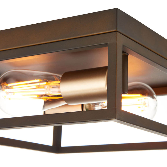 Ceiling Light 2 Lamp Matt Steel Bronze Effect Industrial Dimmable 10W IP20 - Image 4