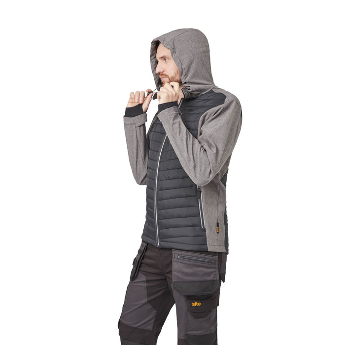 Site Mens Softshell Jacket Black Grey 3 Pockets Padded Slim Water Repellent L - Image 4