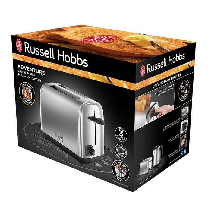 Russell Hobbs 2 Slice Toaster Stainless Steel Effect Defrost Reheat Browning - Image 2
