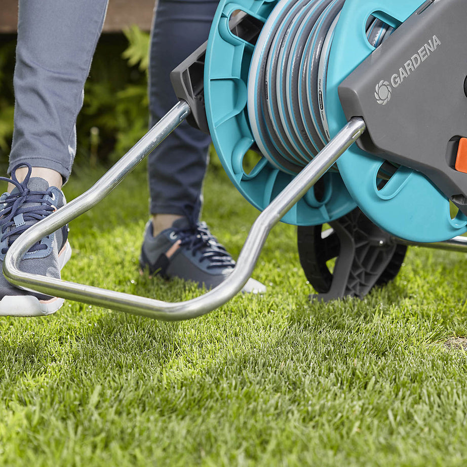 Hose Reel Trolley Freestanding Empty Cart Wheeled Medium Duty Right Left Handed - Image 3