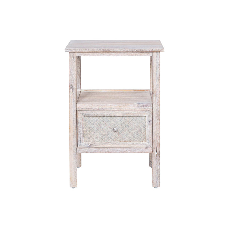 Pinilla Bedside Table Matt Whitewashed MDF 1 Drawer Chic (H)600 (W)300 (D)400mm - Image 3