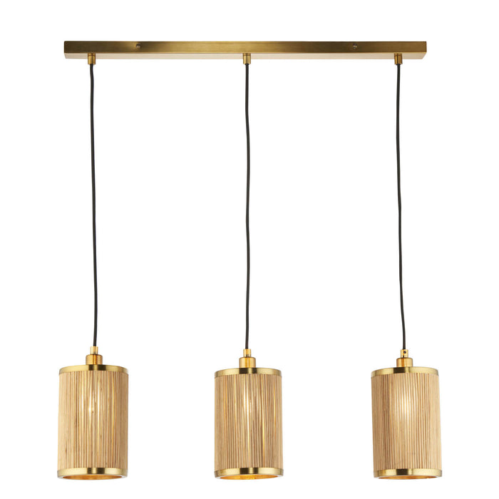 Ceiling Light 3 Way Bamboo Satin Natural Gold Effect Pendant Indoor IP20 6W - Image 4