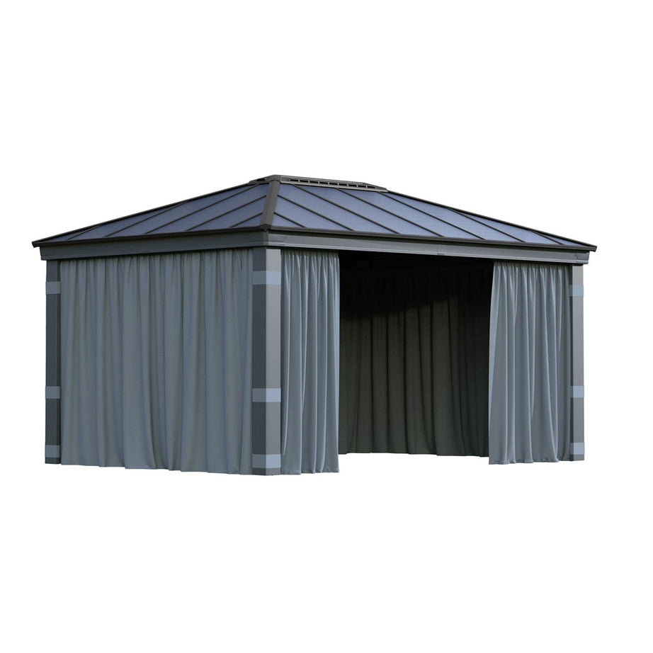 Gazebo Curtains Net Grey Outdoor Lightweight Pack of 4 (L)2120 (W)4400mm - Image 1