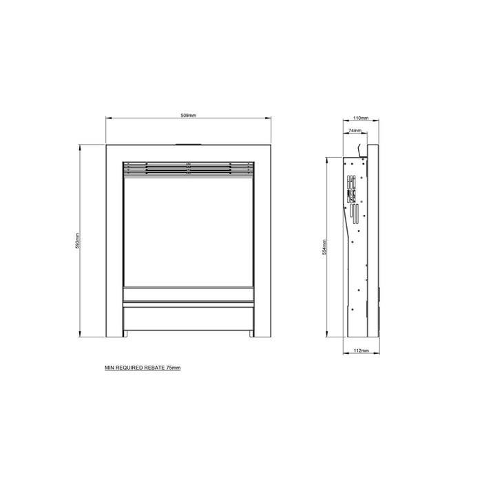 Electric Fireplace Inset 2kW Chrome LED Flame Fuel Bed Effect Remote Control - Image 3