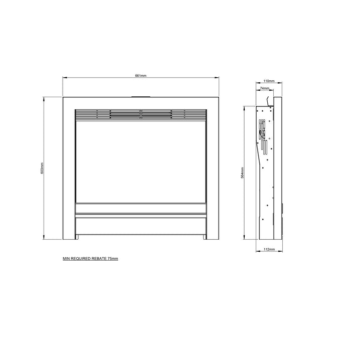 Electric Fireplace Black Nickel Effect LED Flame Remote Control Inset Heater 2kW - Image 2