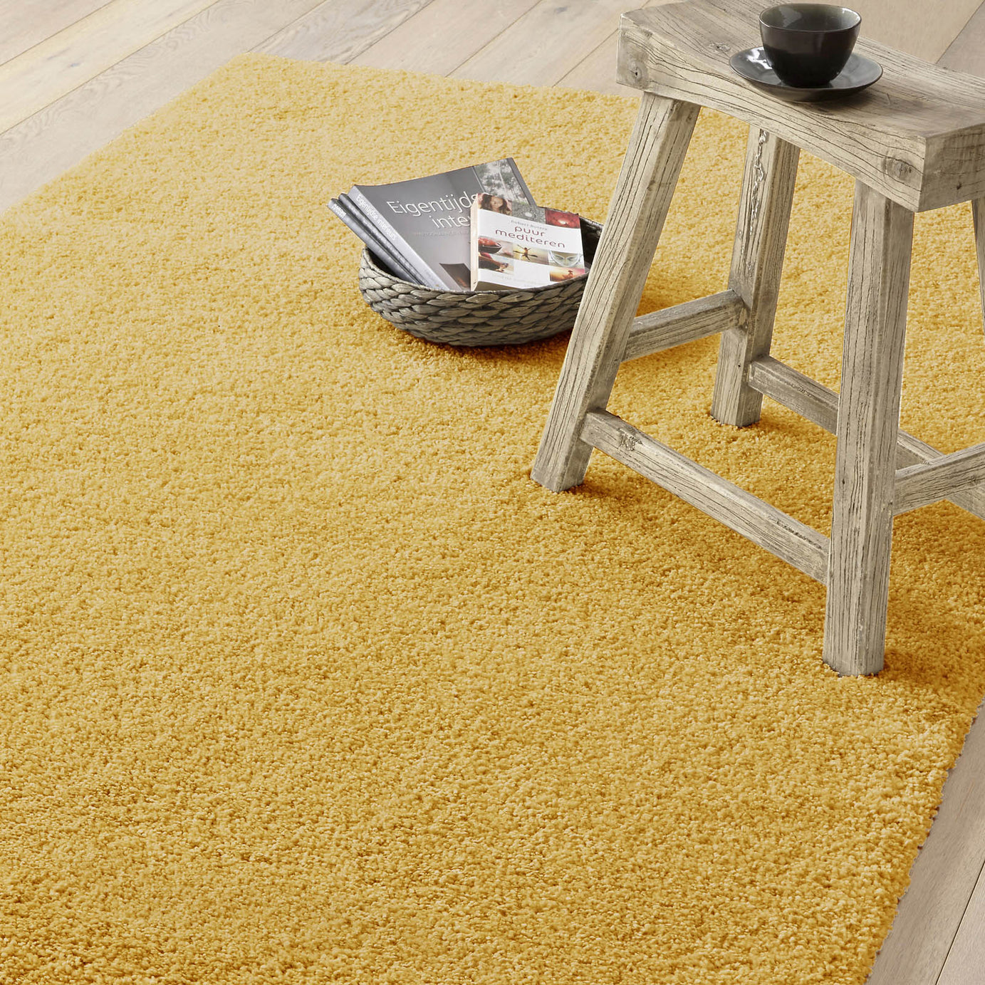 Medium Rug Yellow Soft Shaggy Indoor Latex Backing 1.2m² (L)150cm x (W)80cm - Image 5