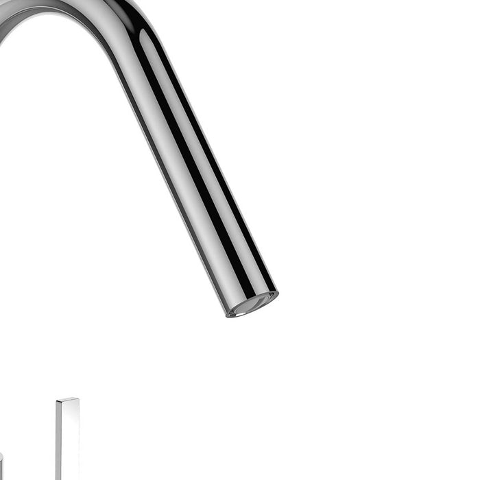 Kicthen Mixer Tap Chrome Effect Dual Lever Swivel Spout Monoblock Modern - Image 4