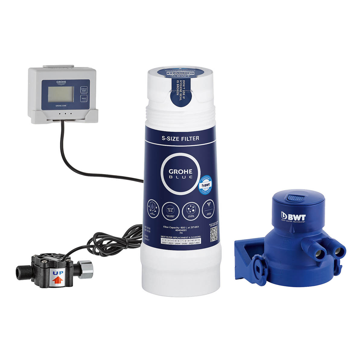 Grohe Water Filter Kit For Kitchen Tap Push Fit Blue S Size Compact 4 Piece - Image 1