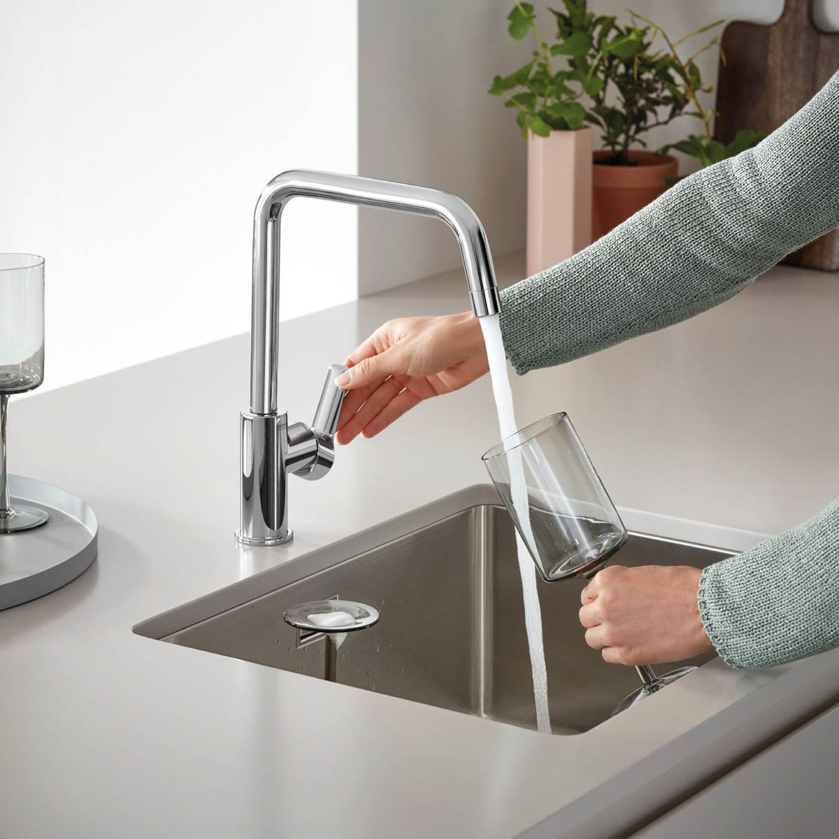 Grohe K700U Stainless steel 1 Bowl Kitchen sink 450mm x 550mm - Image 2