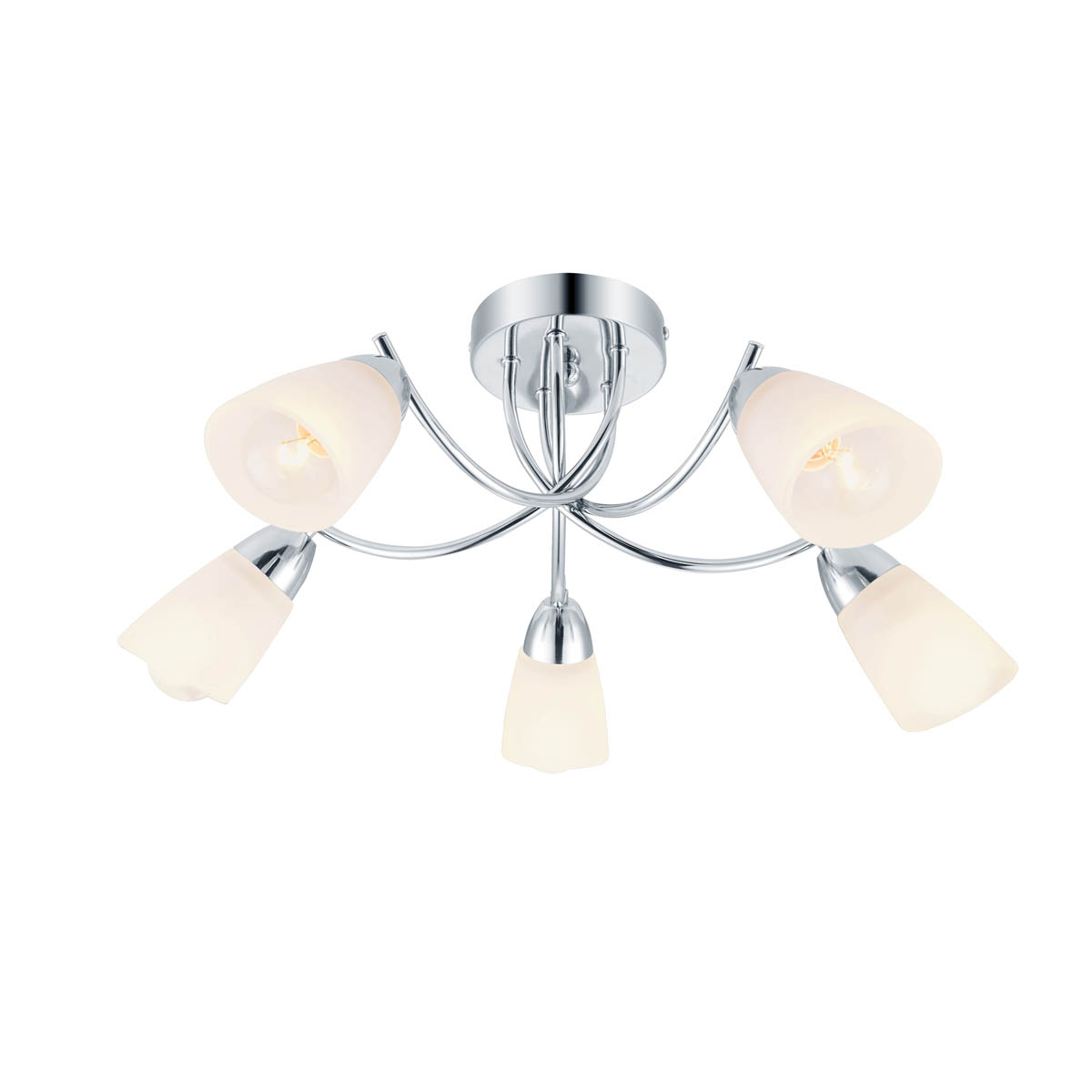 Ceiling Light LED 5 Lamp Round Frosted Glass Metal Chrome Effect Modern - Image 4