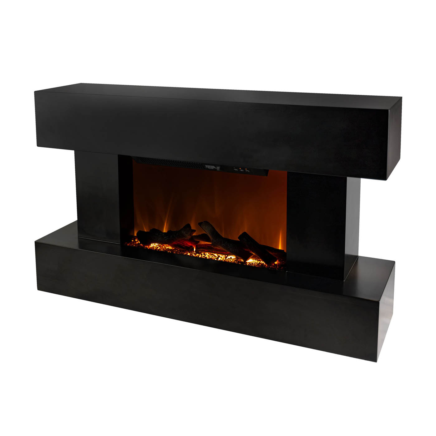 Focal Point Electric Fire 2kW Gloss Black Fireplace Log Effect Wall Mounted - Image 1