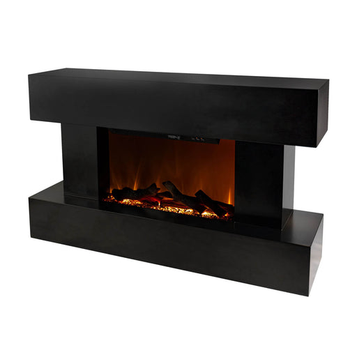 Focal Point Electric Fire Gloss Black Fireplace Log Effect Wall Mounted 2kW - Image 1