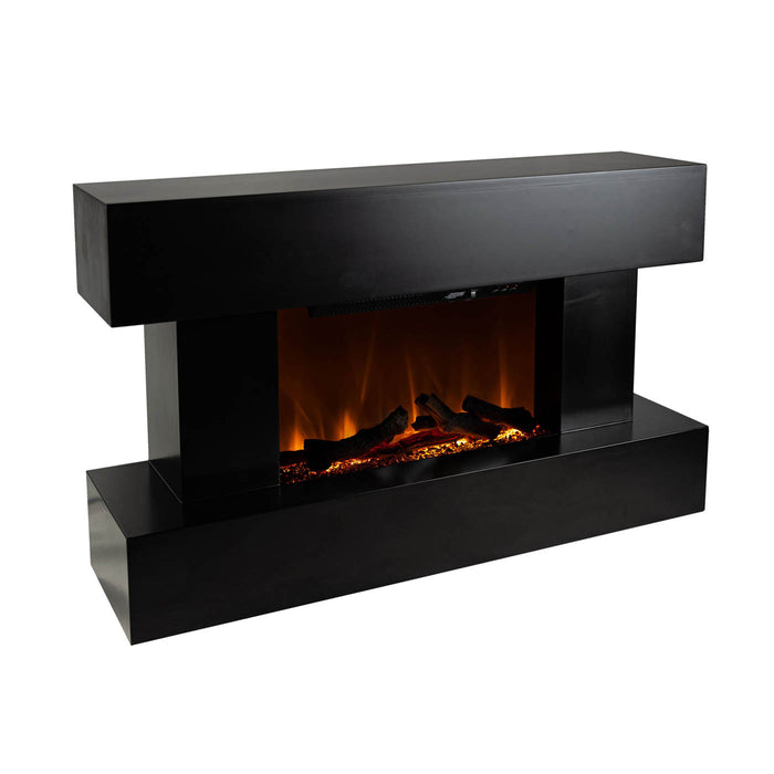 Focal Point Electric Fire Gloss Black Fireplace Log Effect Wall Mounted 2kW - Image 3