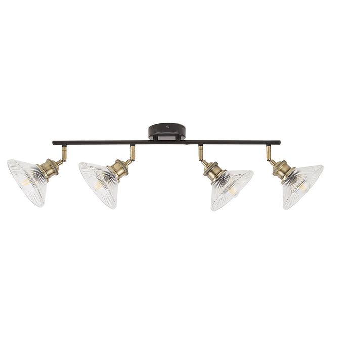 Spotlight Bar Ceiling Ribbed Glass Shades 4 Way Multi Arm Kitchen Dining LED - Image 2