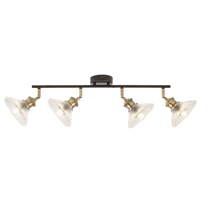 Spotlight Bar Ceiling Ribbed Glass Shades 4 Way Multi Arm Kitchen Dining LED - Image 3