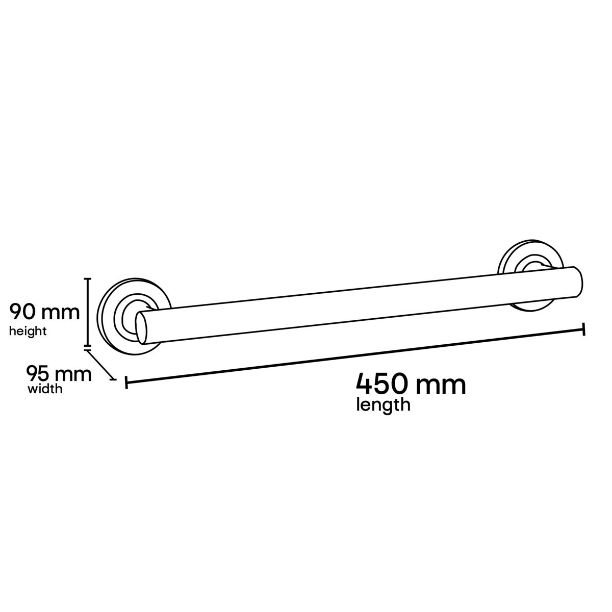 Bathroom Grab Rail Stainless Steel Silver Straight Wall Mounted Modern (L)600mm - Image 2