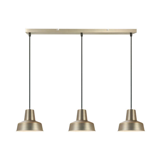 Pendant Ceiling Light 3 Lamp LED Metal Satin Gold Rectangular Industrial - Image 1