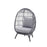 Kids Egg Chair Rattan Effect Steel Grey Water Repellent Outdoor Indoor Garden - Image 1