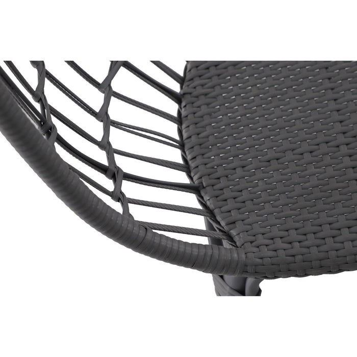 Kids Egg Chair Rattan Effect Steel Grey Water Repellent Outdoor Indoor Garden - Image 3