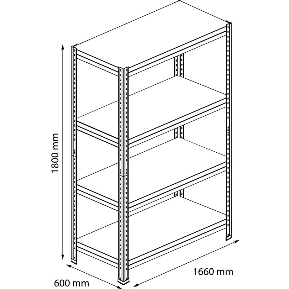 Garage Shelving Unit Storage System 4 Shelf HDF Steel (H)1800 (W)1656 (D)600mm - Image 2