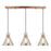 Pendant Ceiling Light 3 Way Multi Arm Cone Antique Copper Effect Industrial - Image 1