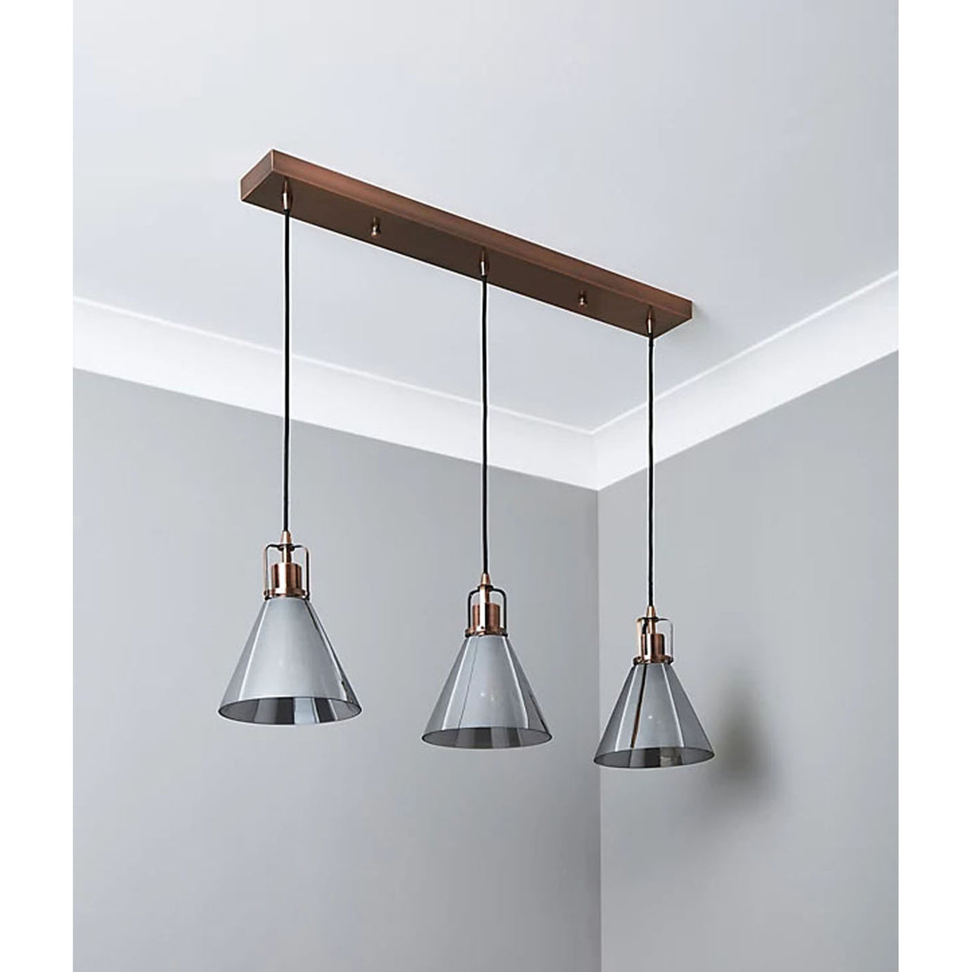 Pendant Ceiling Light Hanging 3 Way Multi Arm Antique Copper Effect Modern - Image 4