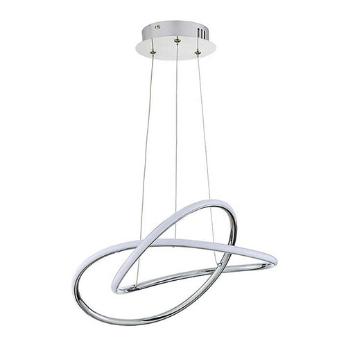 Pendant Ceiling Light LED Silver Chrome Effect Adjustable Height 1900Lm 29W IP20 - Image 1
