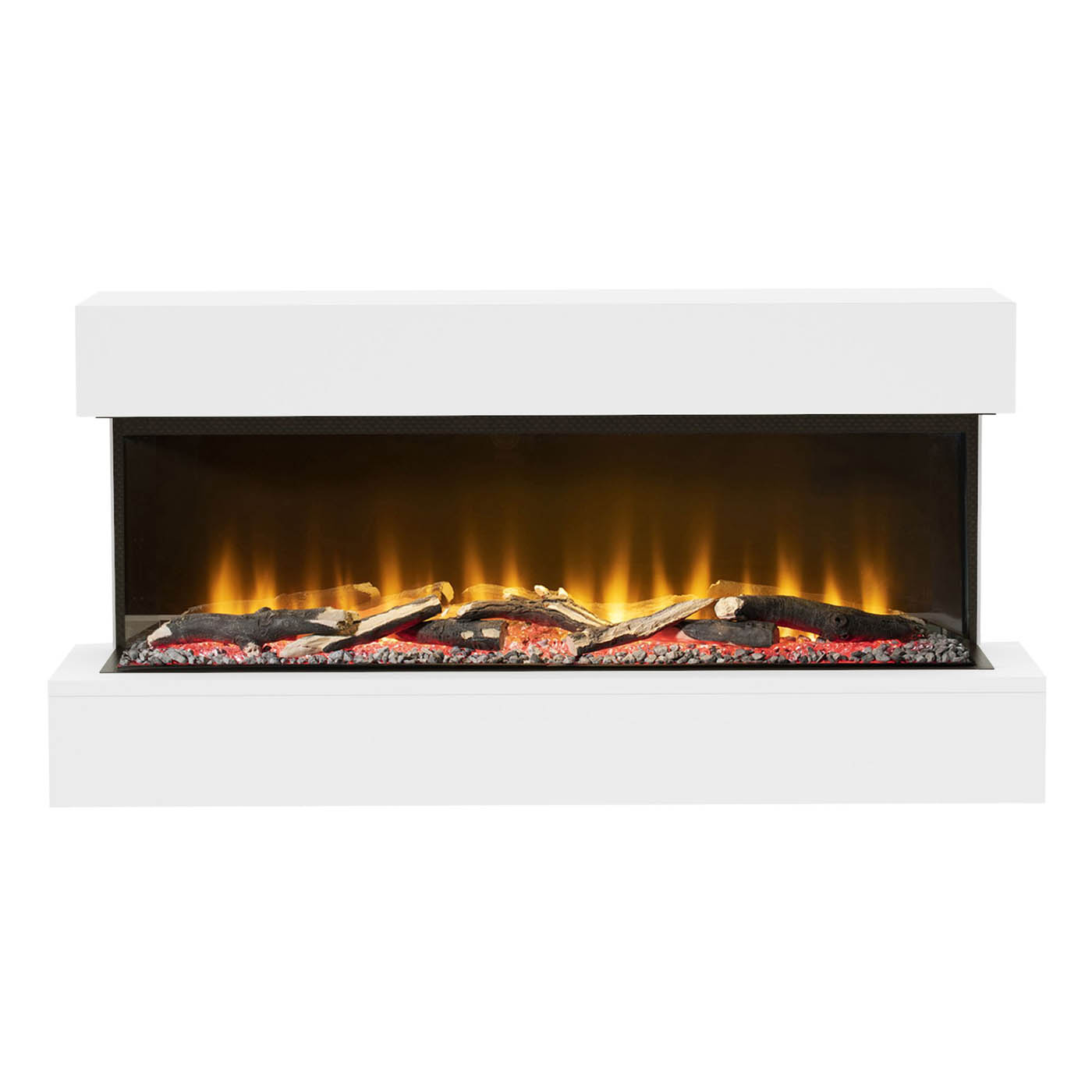 Be Modern Electric Fire 2kW Matt White Wall Mounted Fireplace Sided Glass - Image 1