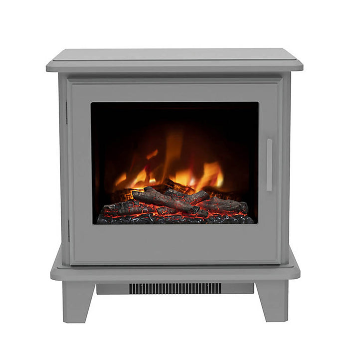 Electric Stove Fireplace Matt Grey Heater Flame Effect Remote Control Modern 2kW - Image 1