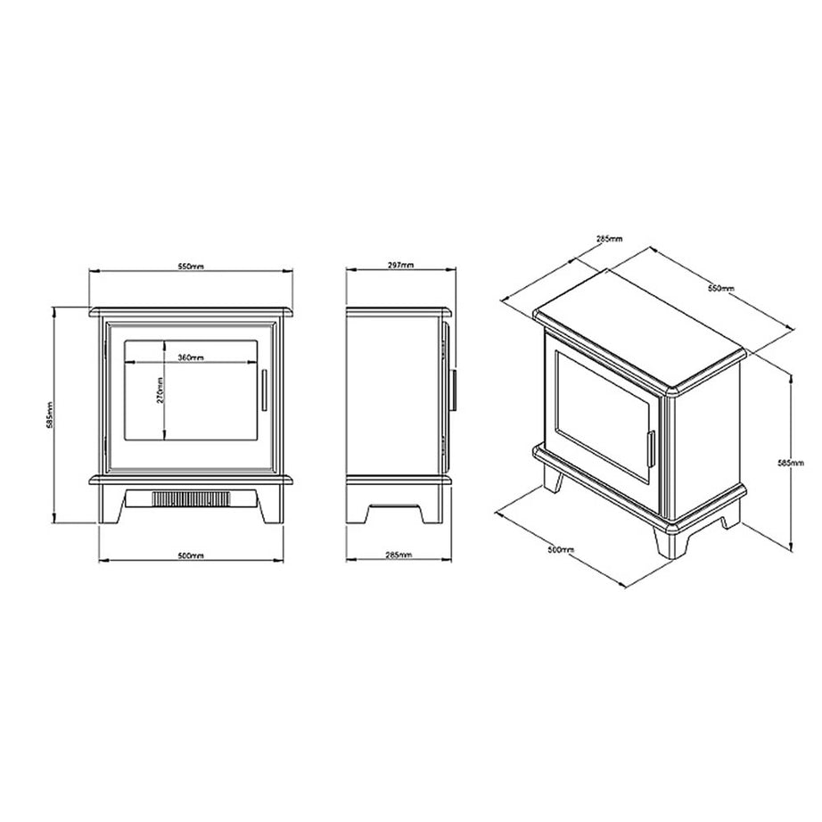 Electric Stove Fireplace Heater Grey Flame Effect With Remote Control Modern 2kW - Image 3