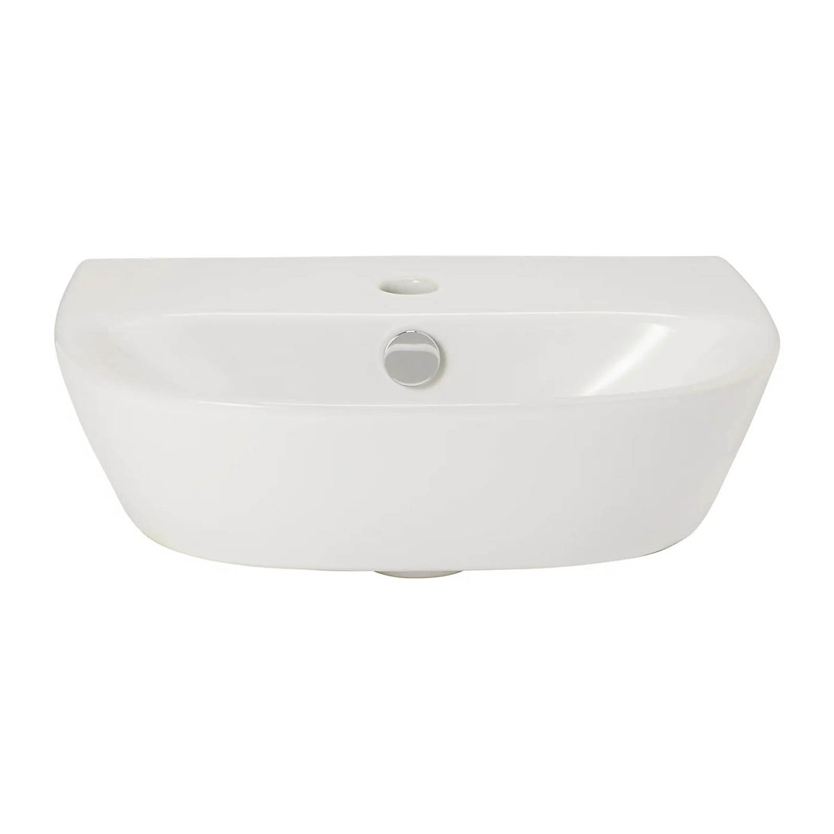 GoodHome Malo Cloakroom Basin Gloss White Wall Mounted 44.5cm D Shape - Image 2