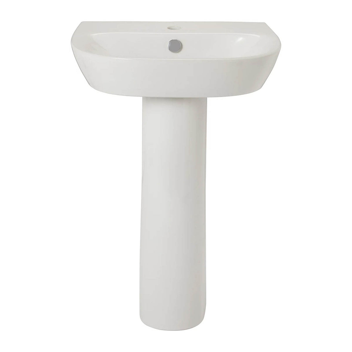 GoodHome Malo Full Pedestal Basin Gloss White Oval 1 Tap Hole 54.5cm - Image 2