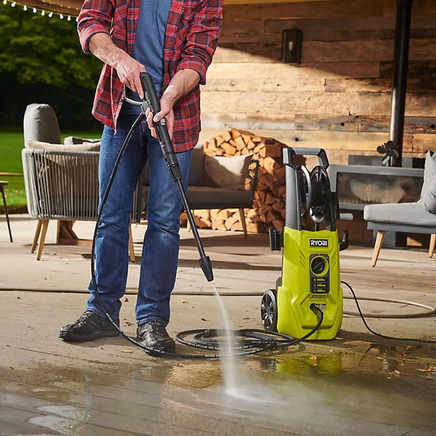 Ryobi Pressure Washer Electric RY140PWA Outdoor Patio Cleaner Car Jet Wash 1.8kW - Image 4