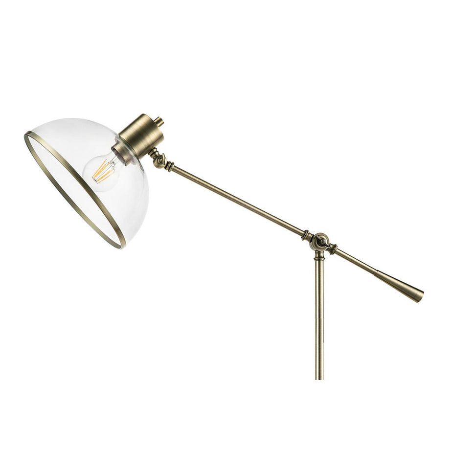 LED Floor Lamp Glass Shade Articulated Antique Brass Effect Modern Freestanding - Image 5